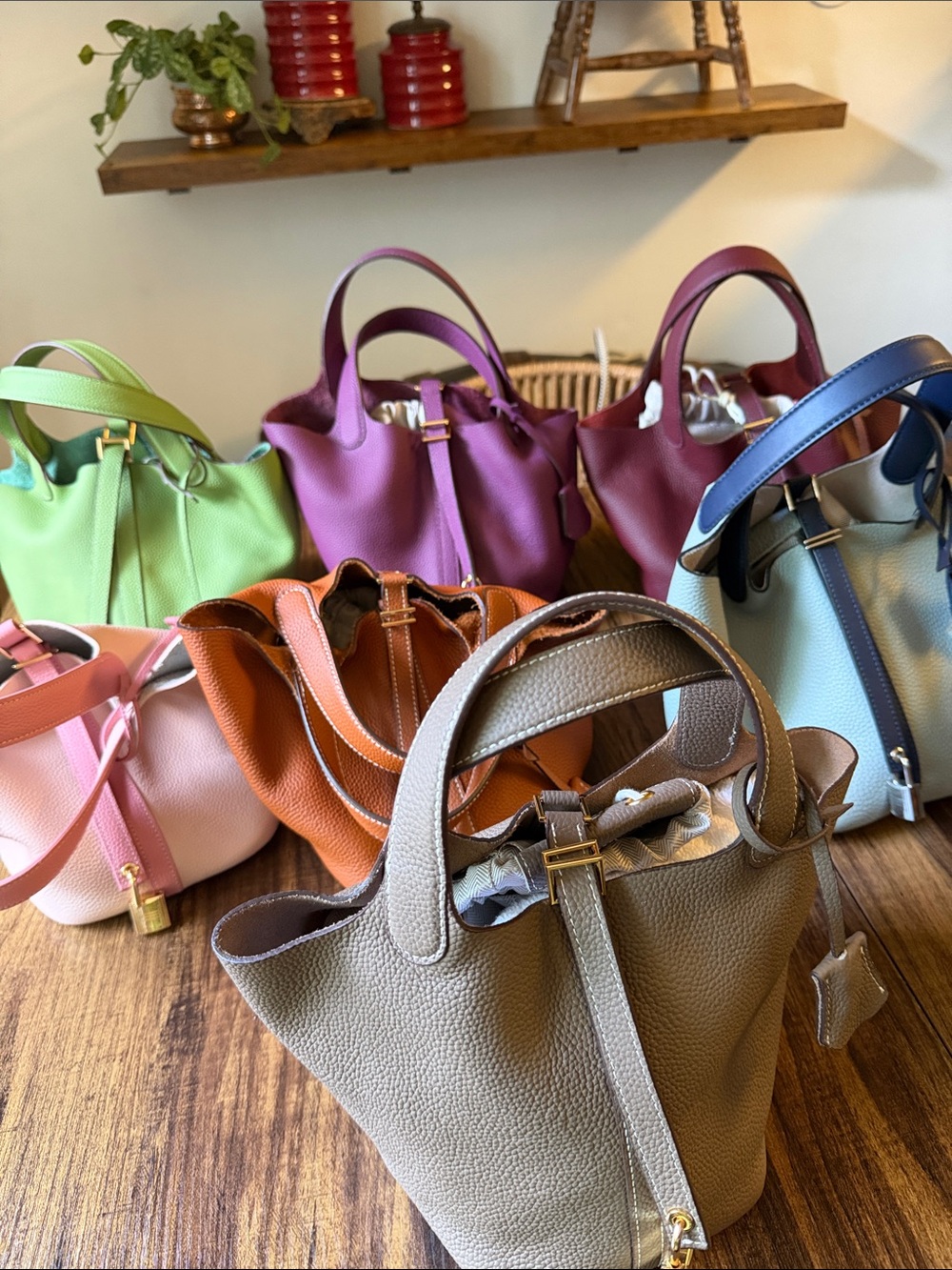 Lot of 7 Mini Handbags made with GENUINE Cowhide Leather - Picture 16 of 17